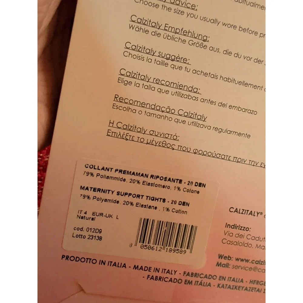 Calzitaly Maternity Pantyhose Pregnancy Tights UK L US Size 14-16 Natural 20 Den